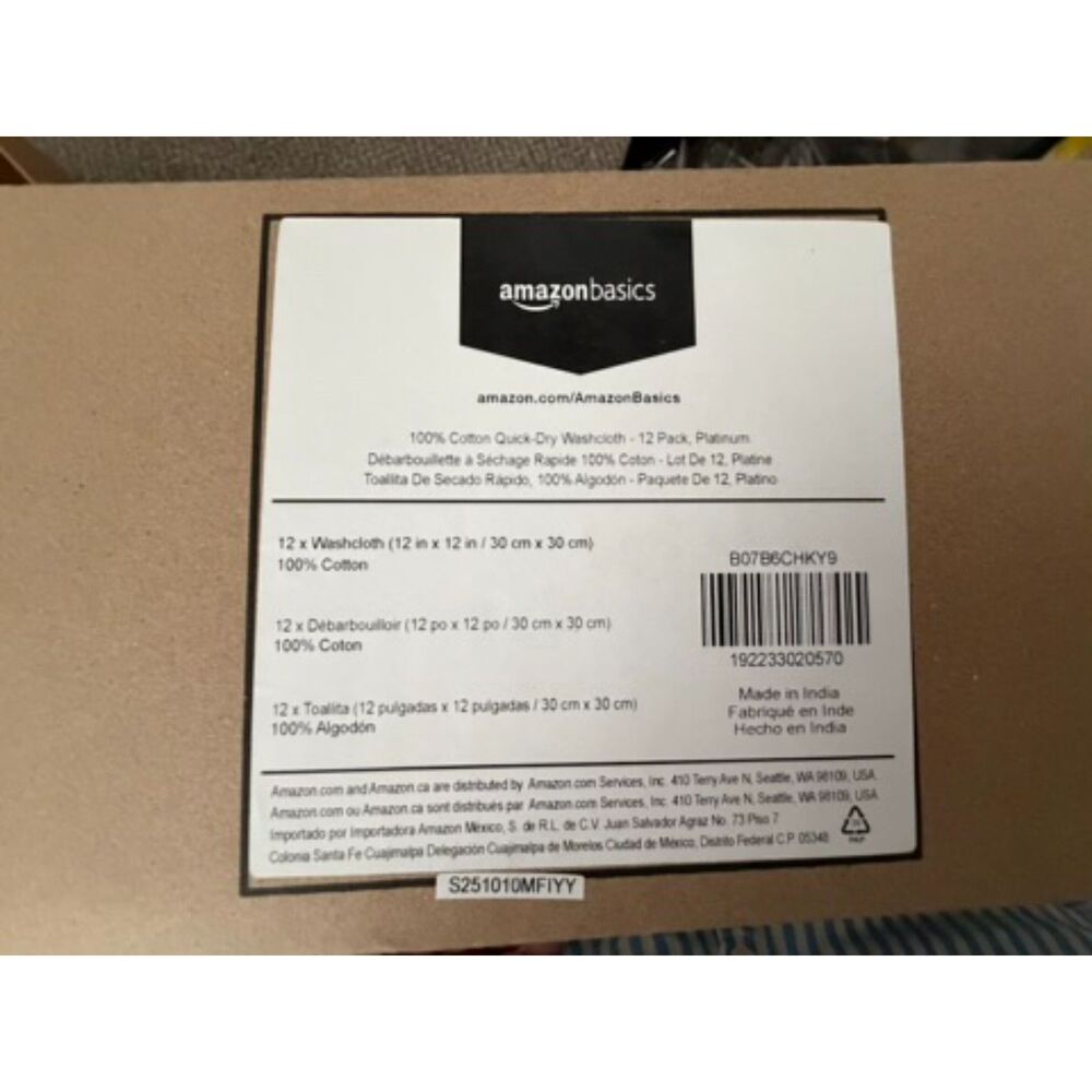 Amazon 100% cotton quick dry washcloth 12 pk platinum gray